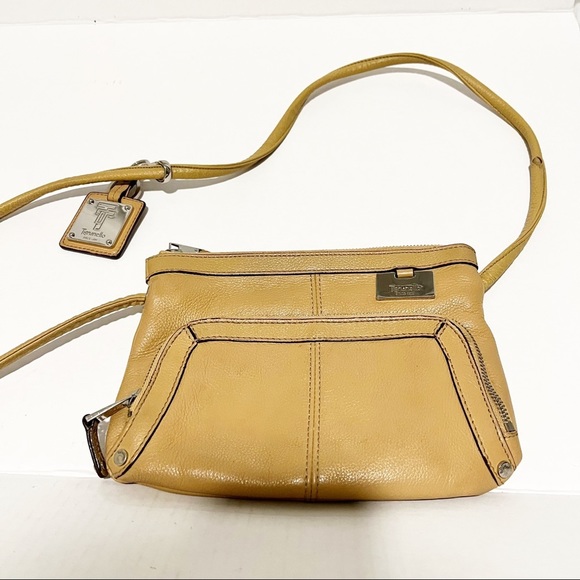 Tignanello Tan Leather Zipper Crossbody Bag Small - Picture 1 of 8